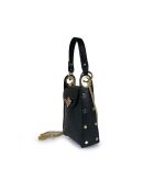 Petit sac bandoulière en cuir Rododendro  noir - 12x17x6cm