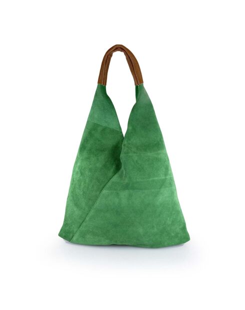 Mirtillo grüne Tasche aus Veloursleder - 34x39x8cm