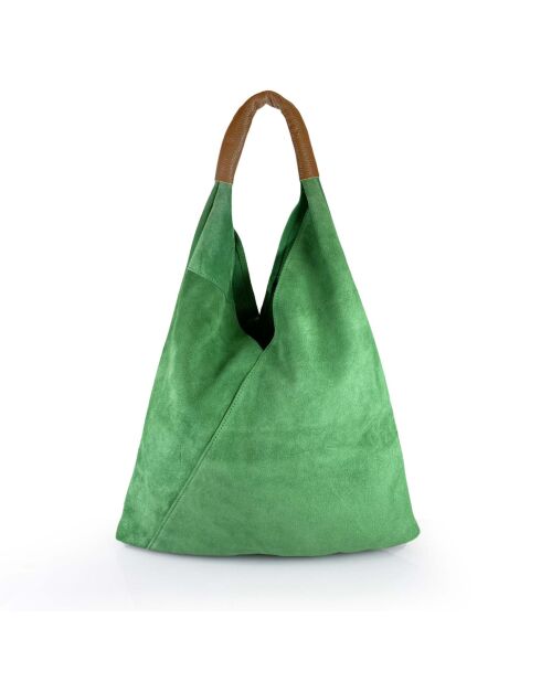 Mirtillo grüne Tasche aus Veloursleder - 34x39x8cm