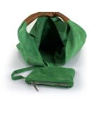 Sac en cuir suédé Mirtillo vert - 34x39x8cm