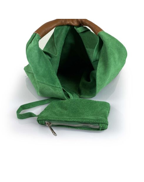 Sac en cuir suédé Mirtillo vert - 34x39x8cm
