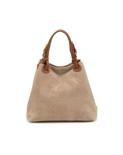Sac en cuir Sarzana stratifié taupe - 37x45x15cm