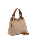 Sac en cuir Sarzana stratifié taupe - 37x45x15cm
