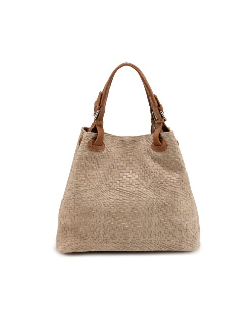 Sac en cuir Sarzana stratifié taupe - 37x45x15cm
