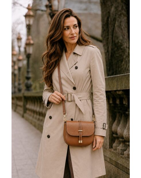 Avezzano cognac leren schoudertas - 21x18x8cm