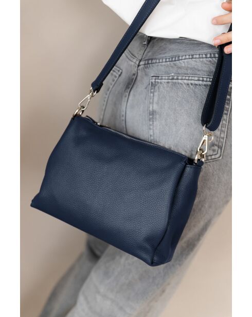 Melfi blaue Schultertasche aus Leder - 26x19x9cm