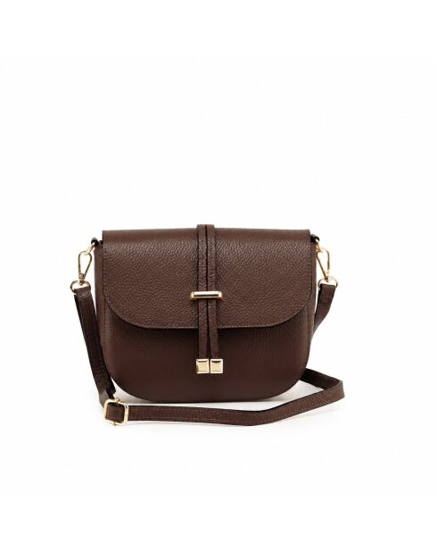 Sac bandoulière en cuir Avezzano moka - 21x18x8cm