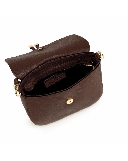 Sac bandoulière en cuir Avezzano moka - 21x18x8cm