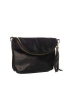 Cetona Schultertasche aus schwarzem Leder - 24x18x4cm