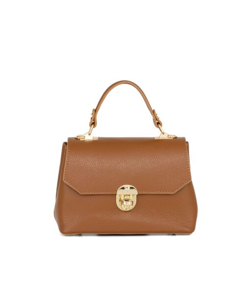 Sac bandoulière en cuir Monte Confinale cognac - 21x17x12cm