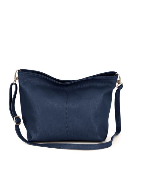 Trapani blauwe leren jeanstas - 33x25x14cm