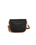 Neva leren schoudertas zwart + cuoio - 20x16x6cm