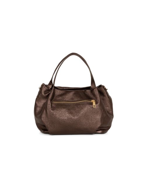 Dunkelbraune Taro Ledertasche - 28x25x18cm
