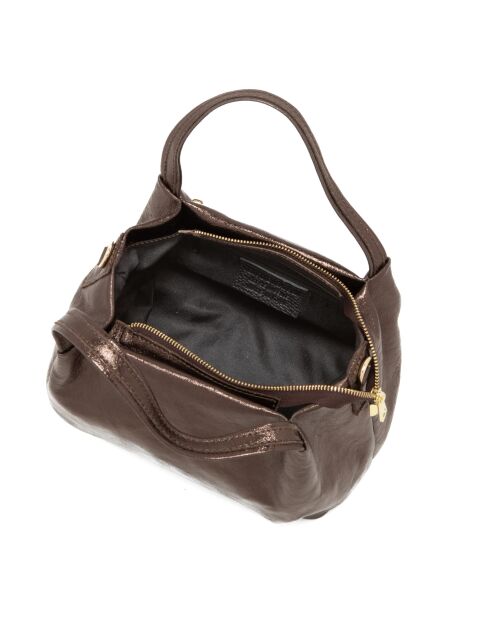 Dunkelbraune Taro Ledertasche - 28x25x18cm