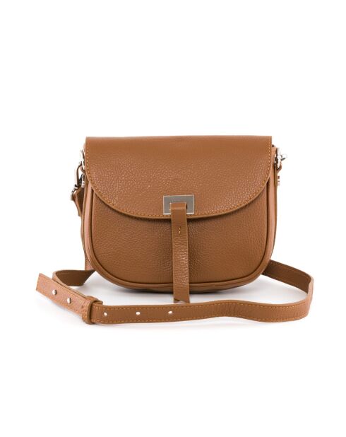 Neva Schultertasche aus cognacfarbenem Leder - 20x16x6cm