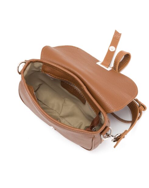 Sac bandoulière en cuir Neva cognac - 20x16x6cm