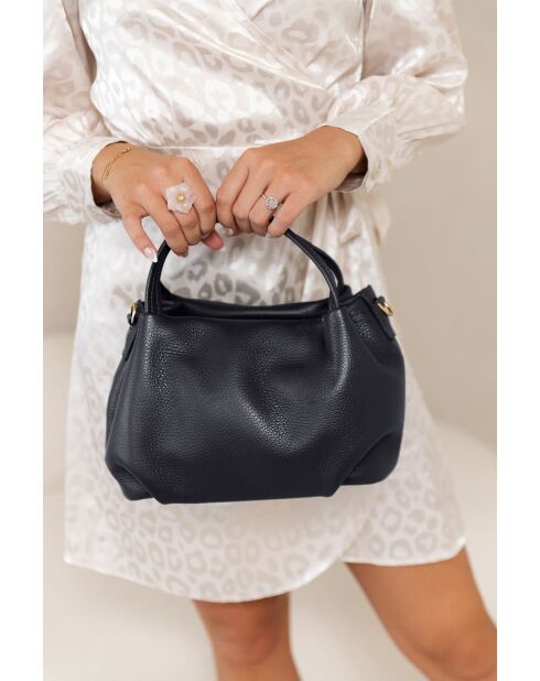 Sac en cuir Taro noir - 28x25x18cm