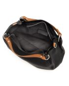 Sac en cuir Sassari noir + cuoio - 33x28x16cm