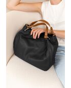 Sac en cuir Sassari noir + cuoio - 33x28x16cm