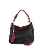 Sac en cuir Garga noir et rouge - 36x26x10cm