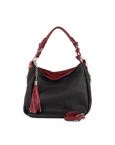 Zwarte en rode leren tas van Garga - 36x26x10cm