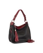 Sac en cuir Garga noir et rouge - 36x26x10cm