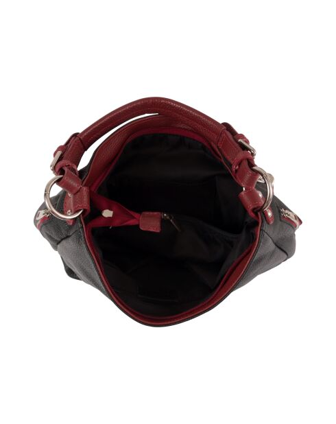 Sac en cuir Garga noir et rouge - 36x26x10cm