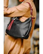 Sac en cuir Garga noir et rouge - 36x26x10cm