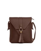 Schultertasche Olona aus Mokkaleder - 23x23x6cm