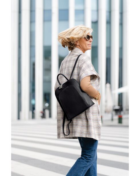 Zaino Cervia in pelle nera - 35x33x12cm
