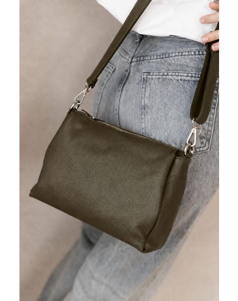 Melfi Schultertasche aus olivgrünem Leder - 26x19x9cm