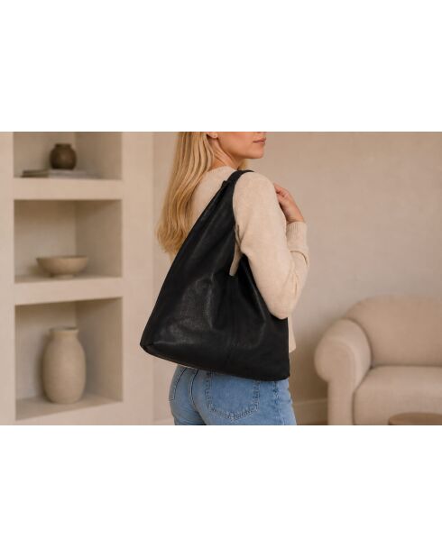 Schwarze Catanzaro-Ledertasche - 45x36x5cm
