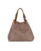 Sac en cuir Fosdinovo taupe foncé - 37x45x15cm