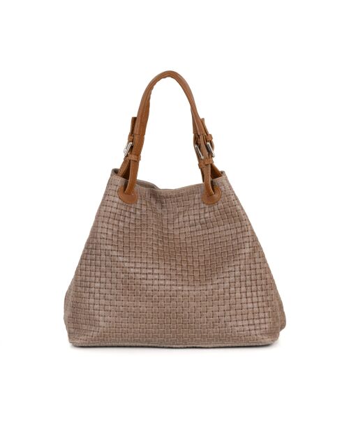 Sac en cuir Fosdinovo taupe foncé - 37x45x15cm