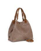 Sac en cuir Fosdinovo taupe foncé - 37x45x15cm