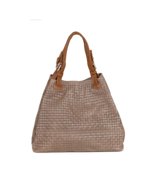Sac en cuir Fosdinovo taupe foncé - 37x45x15cm