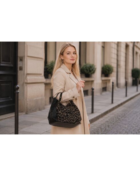 Sac en cuir Pescia noir - 34x27x18cm