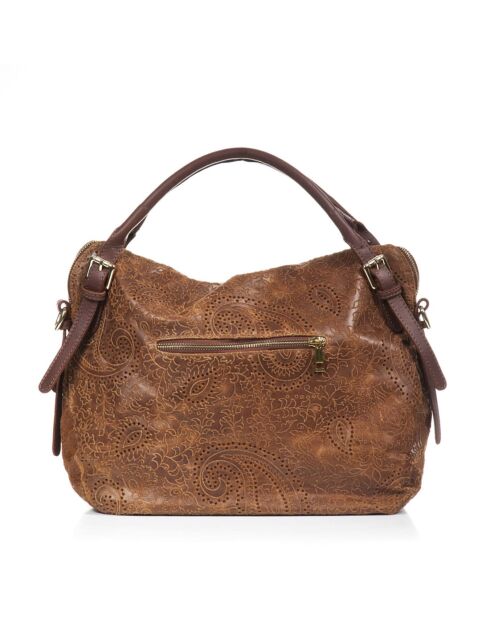 Sac cabas en cuir Cortona brun - 40x36x16cm