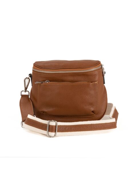 Favara Schultertasche aus cognacfarbenem Leder - 24x19x7cm