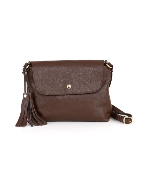Bagni bruine leren schoudertas - 25x17x7cm
