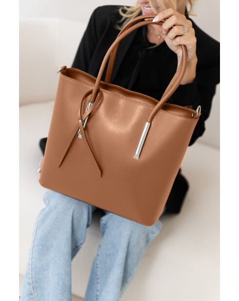 Sac en cuir Mallero cognac - 32x30x12cm