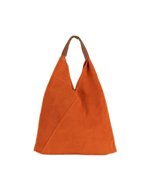 Mirtillo Tasche aus orangefarbenem Veloursleder - 34x39x8cm