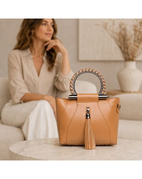 Sac en cuir Garlate cognac - 28x21x10cm