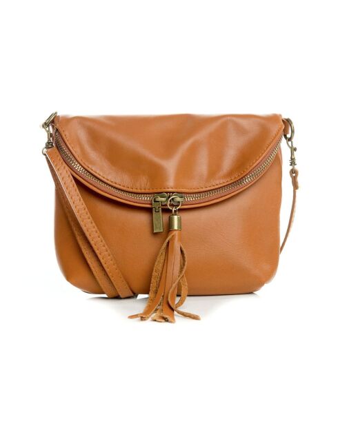 Sac bandoulière en cuir Cetona cognac - 24x18x4cm