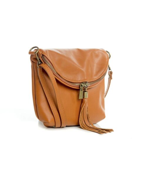 Sac bandoulière en cuir Cetona cognac - 24x18x4cm