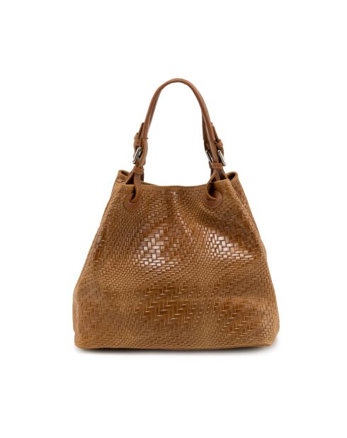 Sac en cuir Sarzana cognac laminé - 37x45x15cm