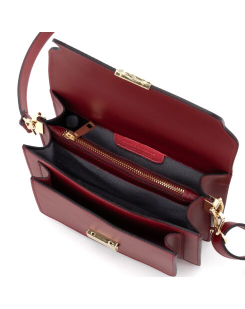 Schultertasche Carbonara aus rotem Leder - 23x17x10cm