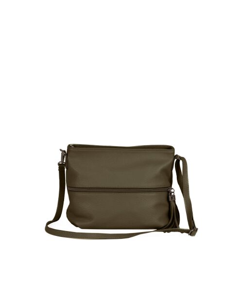 Montepulciano Schultertasche aus olivfarbenem Leder - 36x23x10cm