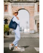 Carrara blauwe leren tas - 36x28x12cm