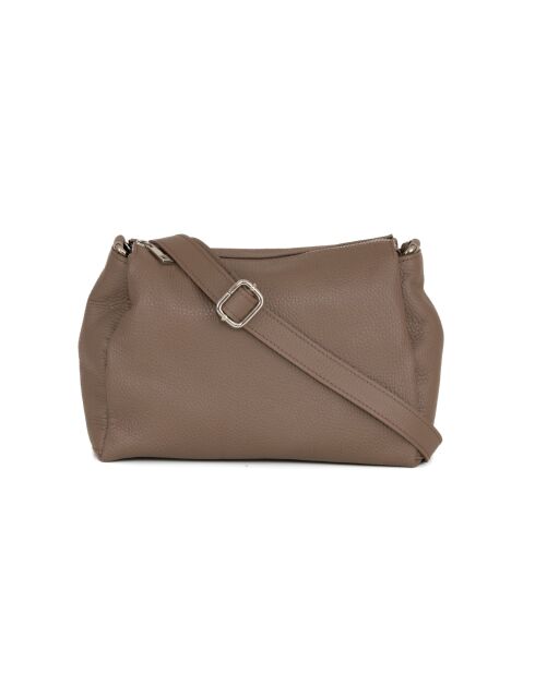 Sac bandoulière en cuir Melfi taupe - 26x19x9cm